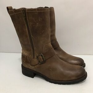 L.L.Bean Brown Leather Mid-Calf Buckle Boots Women’s Size 8